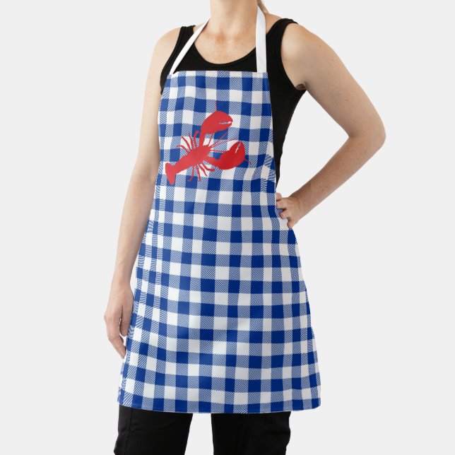 Preppy Lobster Bake Buffalo Plaid Grill Cook Apron (Insitu)