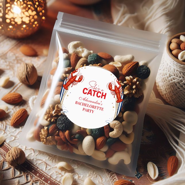 Preppy Lobster Seaside Bachelorette Party Classic Round Sticker (Creator Uploaded)