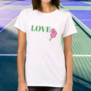 Preppy Love Pink Pickleball Paddle Ball T-Shirt
