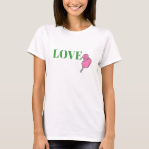 Preppy Love Pink Pickleball Paddle Ball T-Shirt