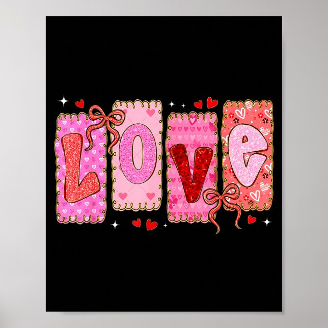 Preppy Love Valentine Nk Coquette Bow Girl Women K Poster (Front)