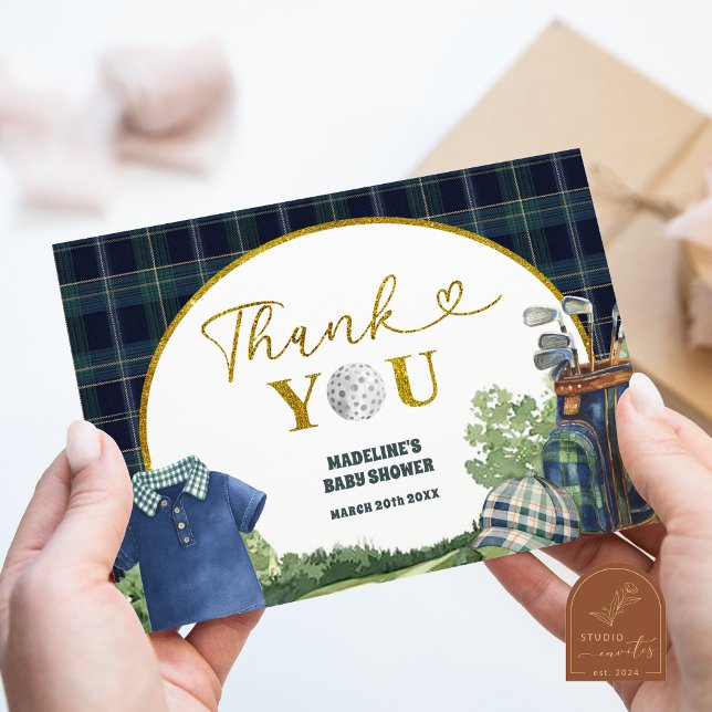 Preppy Luxury Golf Baby Shower Thank You Card (Creator Uploaded)