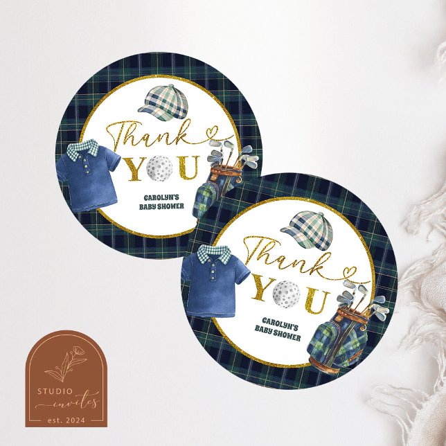 Preppy Luxury Golf Baby Shower Thank You Sticker (Creator Uploaded)