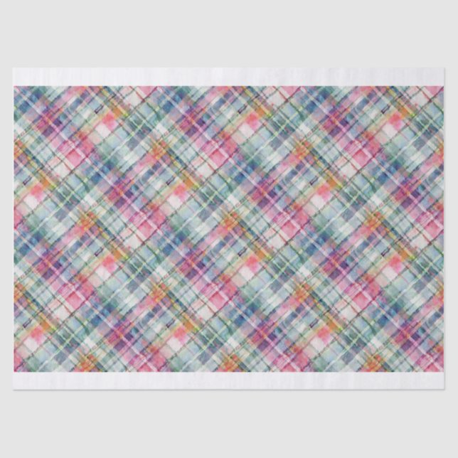 Preppy Madras Diagonal Plaid Tissue Paper (Front)