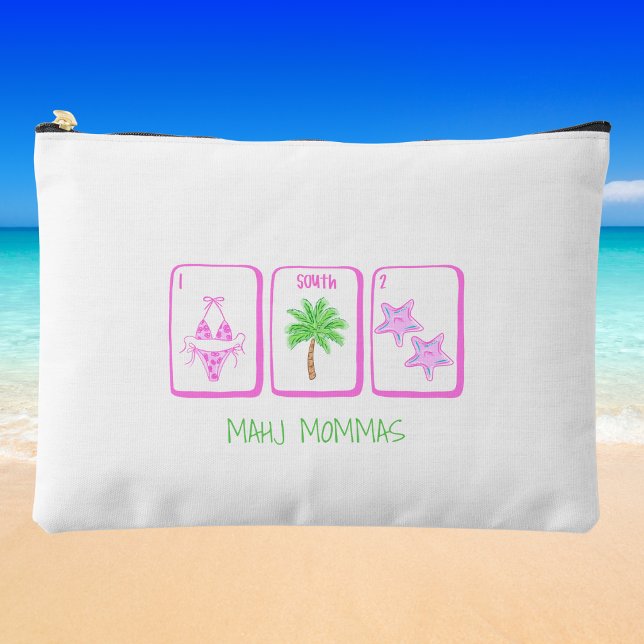 Preppy MAHJ MOMMAS Beach Mahjong Personalised Accessory Pouch (Creator Uploaded)