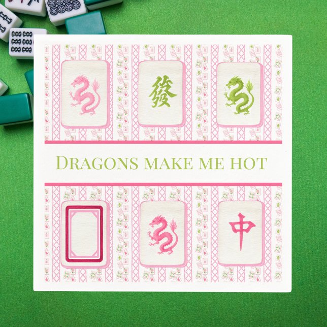 Preppy Mahjong Dragons Make Me Hot Funny Napkin (Creator Uploaded)