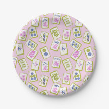 Preppy Mahjong Tiles on Pastel Pink