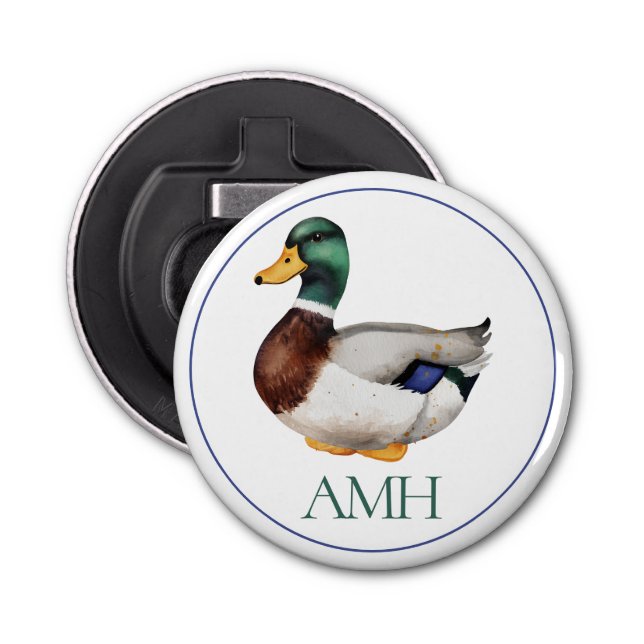 Preppy Mallard Duck Monogram Bottle Opener (Front)