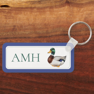 Preppy Mallard Duck Monogram Key Ring