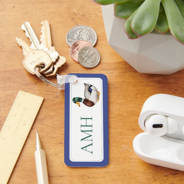 Preppy Mallard Duck Monogram Key Ring (Desk)