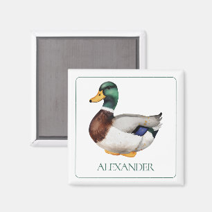 Preppy Mallard Duck Personalised Magnet