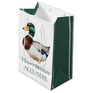 Preppy Mallard Duck Personalised Medium Gift Bag