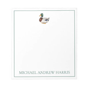 Preppy Mallard Duck Personalised Notepad