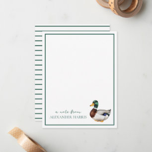 Preppy Mallard Duck Personalized Card