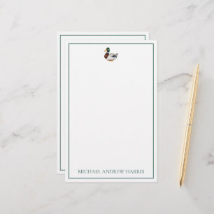 Preppy Mallard Duck Personalized Stationery