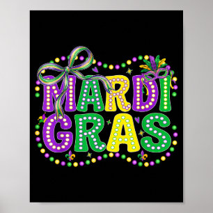 Preppy Mardi Gras Coquette Bow Cute Women Girls Ma Poster