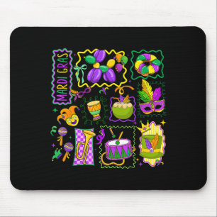 Preppy Mardi Gras Jester Hat Mask King Cake Carniv Mouse Mat