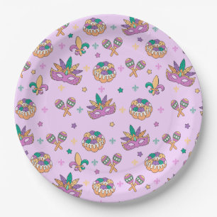 Preppy Mardi Gras King Cake Party Plates