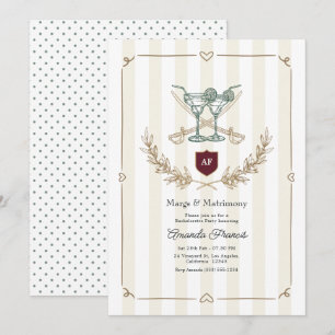 Preppy Margs & Matrimony Monogram Bachelorette Invitation
