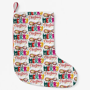 Preppy Merry Christmas Coquette Bow Xmas Small Christmas Stocking