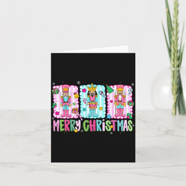 Preppy Merry Christmas Cute Nk Nutcracker Girl Wom Card (Front)
