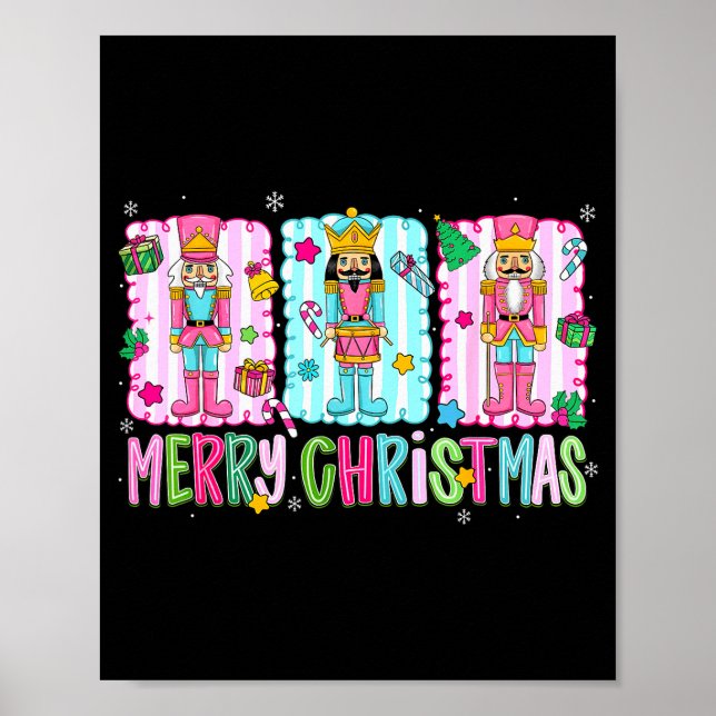 Preppy Merry Christmas Cute Nk Nutcracker Girl Wom Poster (Front)