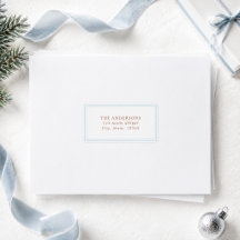 Preppy Minimal Classic Blue Border Return Address 