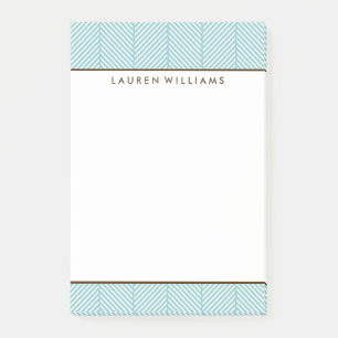 Preppy Mint Green Herringbone Pattern Post-it Notes
