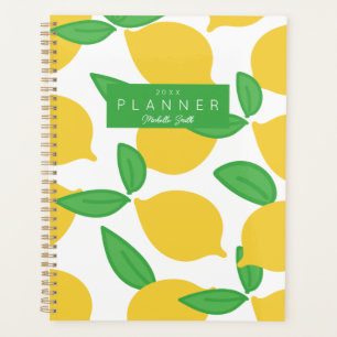 Preppy Modern Lemon Pattern Personalised Planner