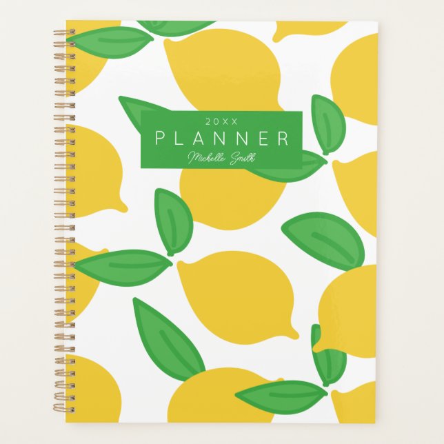 Preppy Modern Lemon Pattern Personalised Planner (Front)