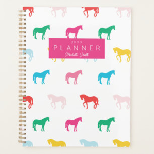 Preppy Modern Rainbow Horse Pattern Personalised Planner