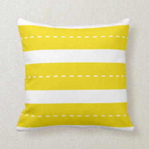 Preppy Modern Yellow White Stripes Cushion
