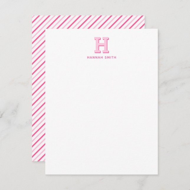 Preppy Monogram and Stripe Card (Front/Back)
