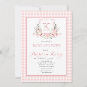 Preppy Monogram Crest Baby Shower Invitation