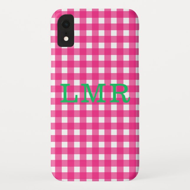 Preppy Monogram Gingham  IPhone XR Case (Back)