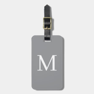 Preppy Monogram Initial Alphabet Letter Grey Gift Luggage Tag