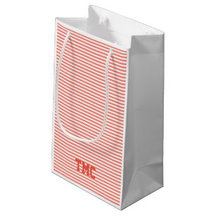 Preppy Monogram Initials Orange Stripe Timeless Small Gift Bag