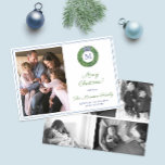 Preppy Monogram Wreath Photo Collage Christmas Holiday Card<br><div class="desc">* Photo credit: Photography © Storytree Studios, Stanford, CA ** / A classy Merry Christmas Card design featuring a simple and elegant boxwood wreath with navy and white bow, and space for 6 family photos. The watercolor elements were originally hand painted by me in watercolors onto 100% cotton paper before...</div>