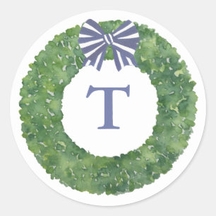 Preppy Monogram Wreath With Bow Envelope Seal