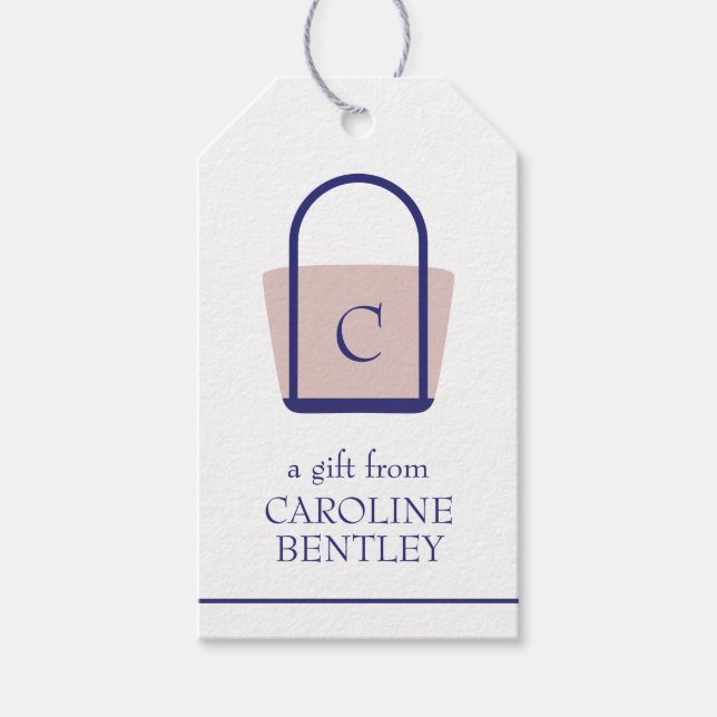 Preppy Monogrammed Boat Bag Gift Tags (Front)