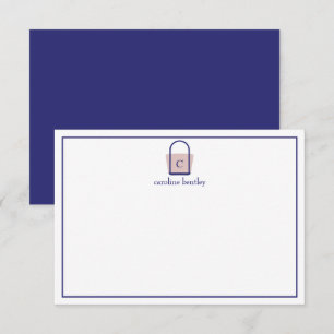 Preppy Monogrammed Boat Bag Note Cards