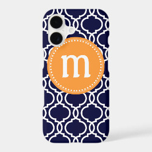 Preppy Moroccan Custom Monogram in Navy & Orange