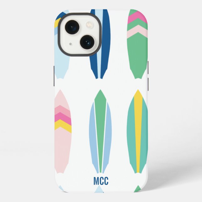 Preppy Multi Pattern Surfboards Personalised iPhone Case (Back)