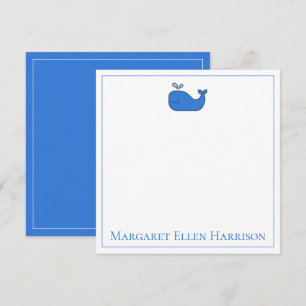 Preppy Nautical Blue and White Whale Personalised Card