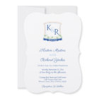 Preppy Nautical Blue White Monogram Crest Wedding