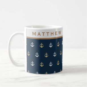 Preppy Nautical Monogram Coffee Mug