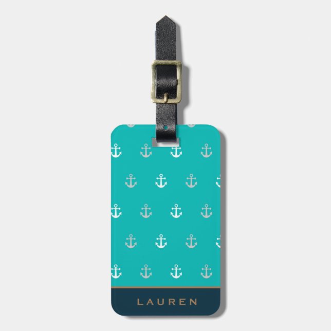 Preppy Nautical ⎢Monogram Luggage Tag (Front Vertical)