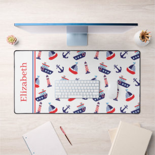 Preppy Nautical Sailboats Personalised Desk Mat
