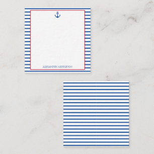 Preppy Nautical Stripes and Anchor Personalised Card