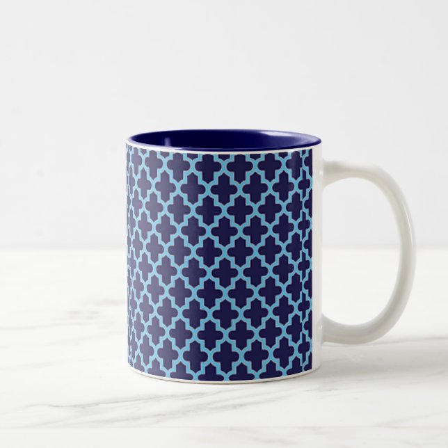 Preppy Navy and Light Blue Modern Two-Tone Coffee Mug (Right)
